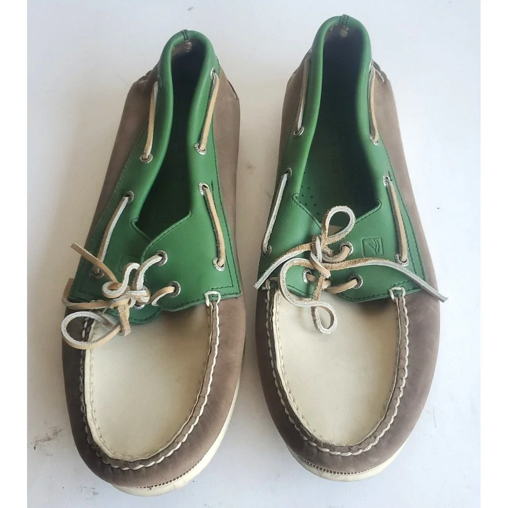 Sperry Men's Shoes Size 12M Green Tan Boat Shoes C197566 D-11 CH08 rare color